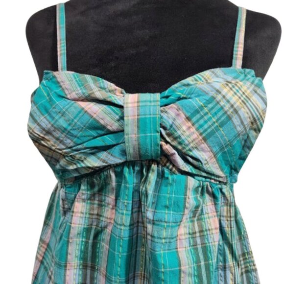Xhilaration Strapless Bowfront Summer Dress Plaid Junior's Medium - Picture 3 of 7